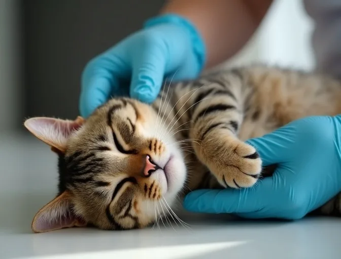 Specialist carefully handling a deceased cat with dignity in Moreland