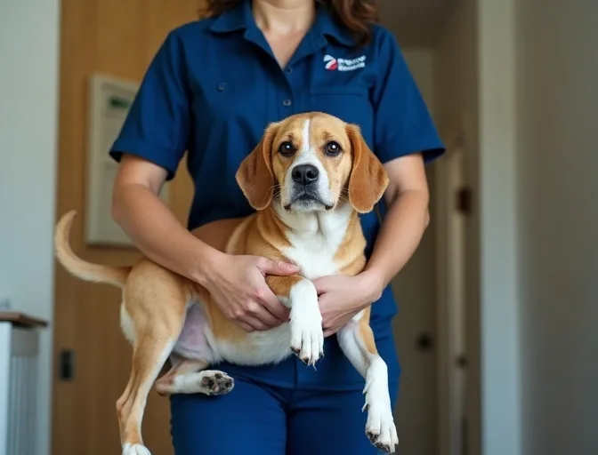 Technician respectfully transporting a deceased dog in Moreland
